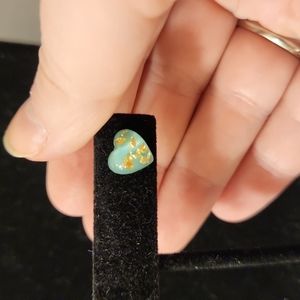 Teal and Gold Heart Earrings, NWT